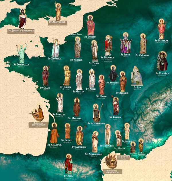 Carte géographique des Apôtres de Gaule (A3)